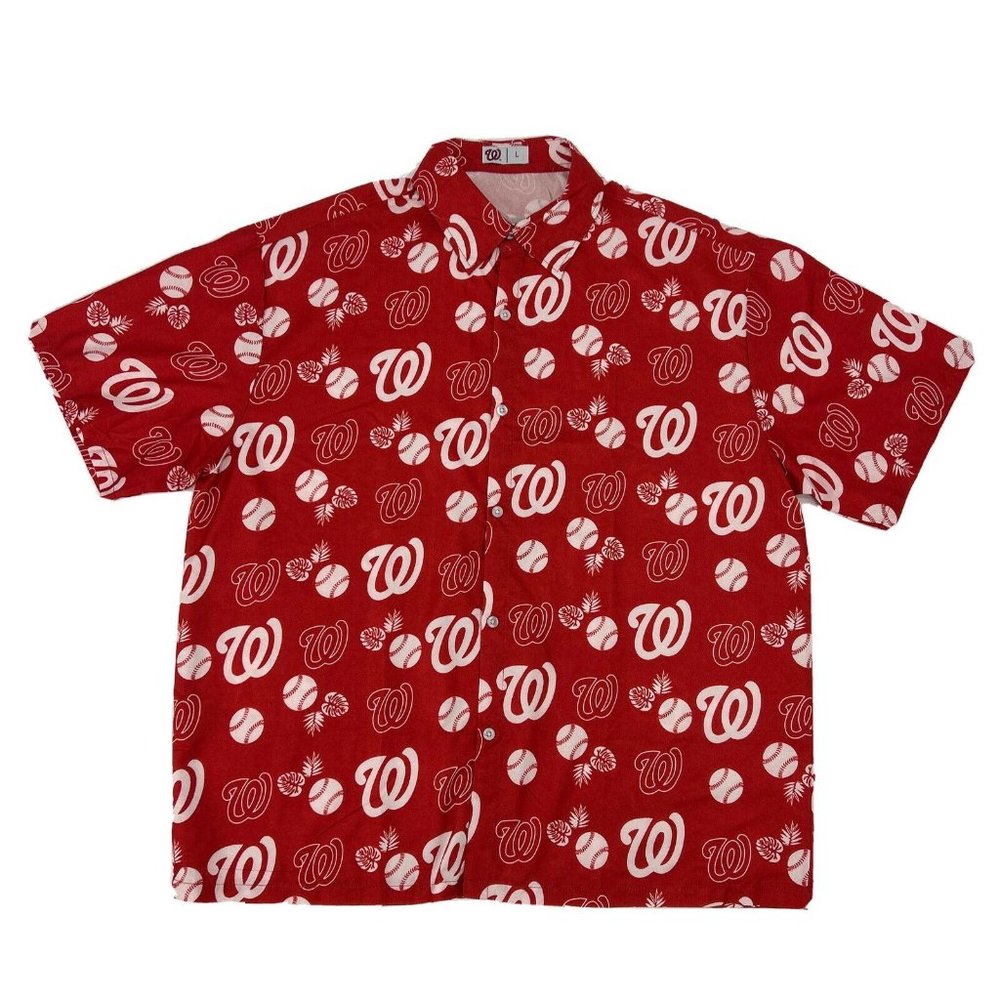 Washington Nationals Hawaiian Shirt Men's L Red MLB Stadium MASN‎ SGA